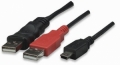 Cavo USB 2.0 ad Y 2xA maschio/mini B maschio 0,6 m