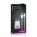 Caricabatterie da Rete USB con Cavo Micro USB 2.1A Bianco